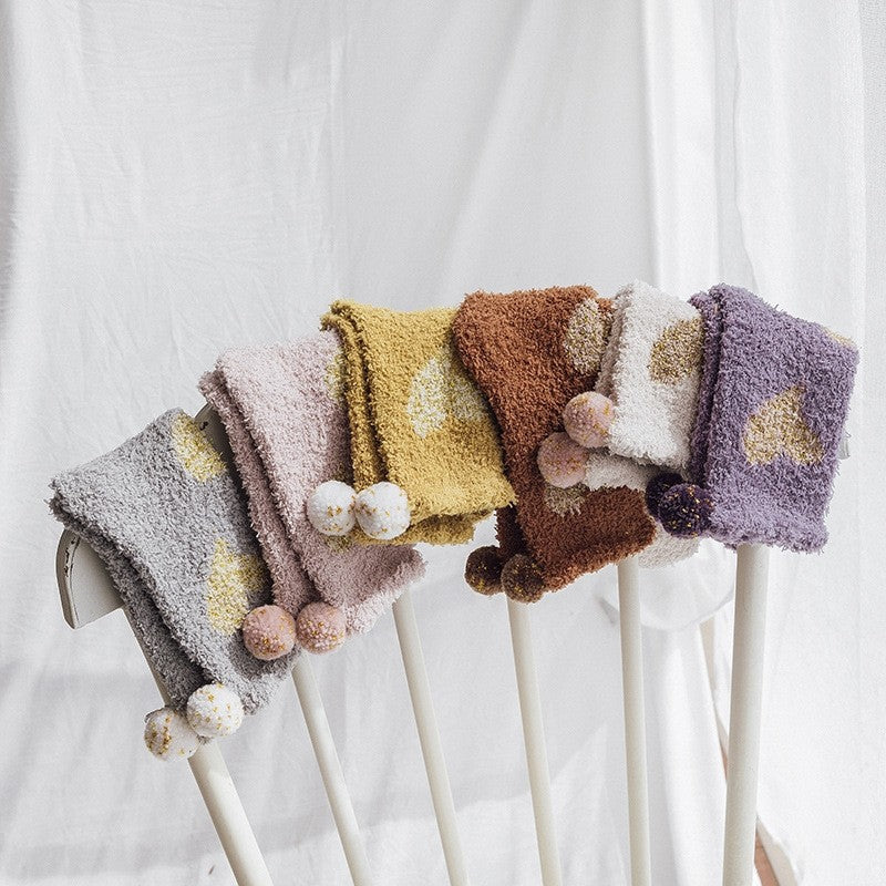 Jacquard Heart Women's Coral Fleece Socks