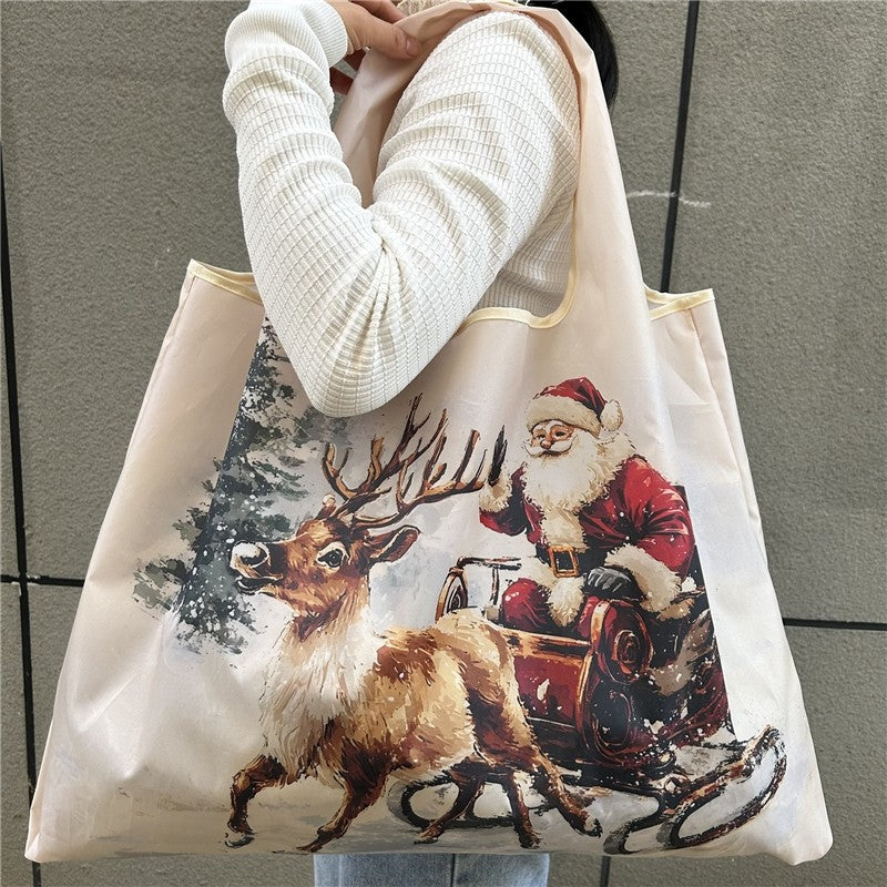 Christmas Print Single Shoulder Tote Bag