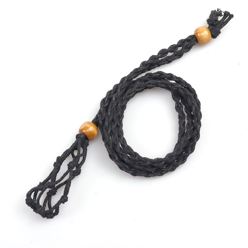 Adjustable Braided Wax Cord Pendant Necklace