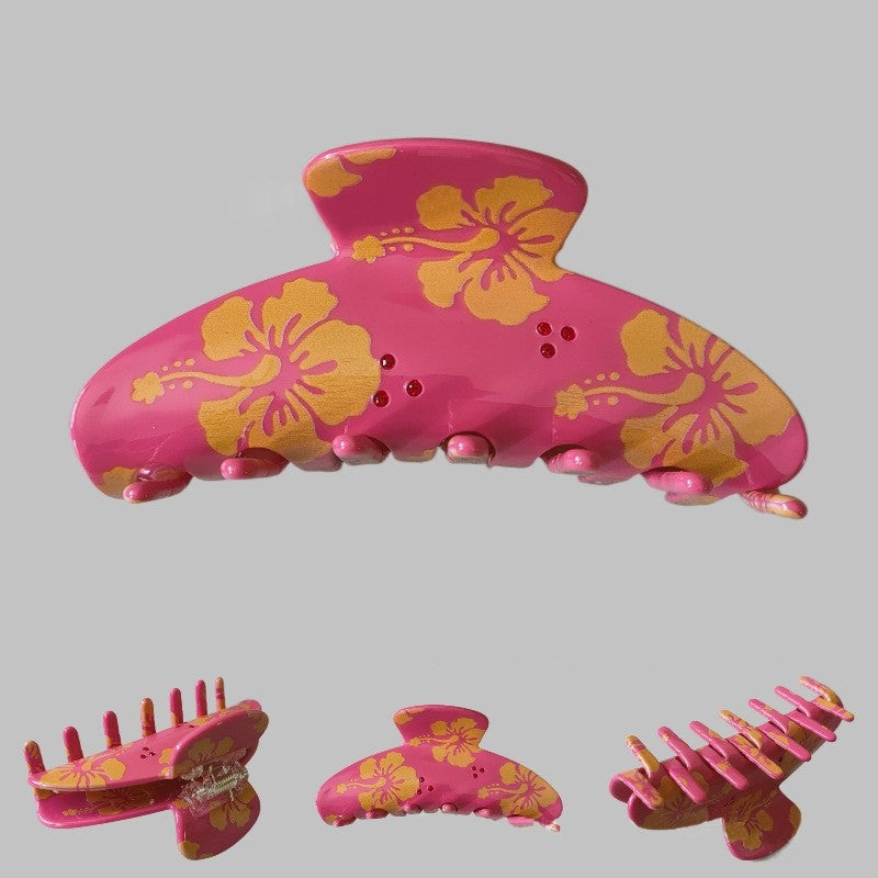Floral Print Large Hair Claw Clip