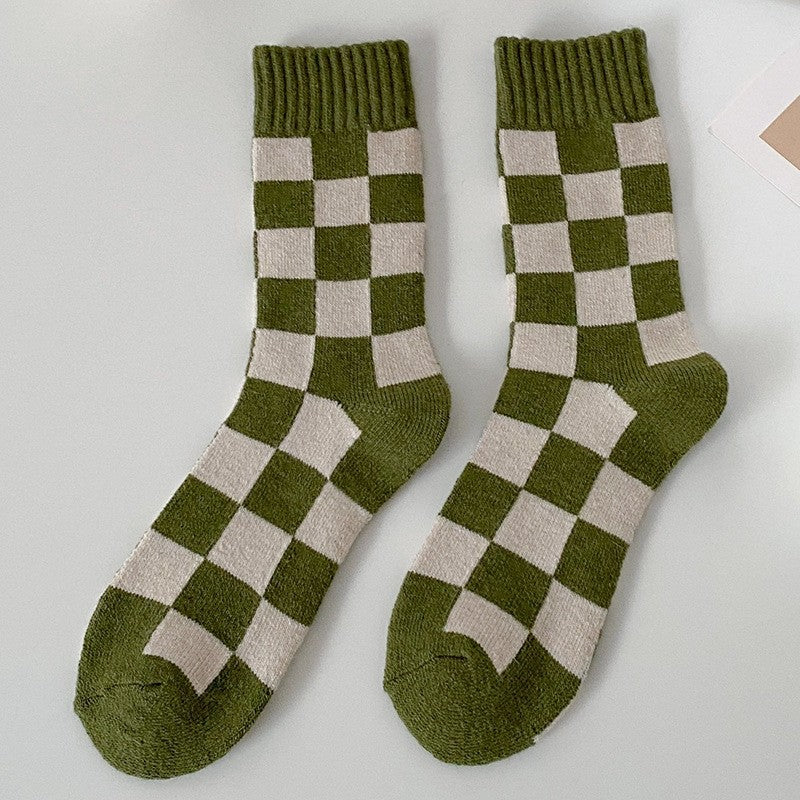 Women's Checkerboard Mid Calf Socks