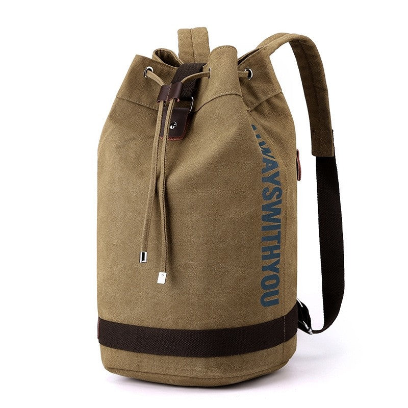 Men Canvas Drawstring Bucket Backpack