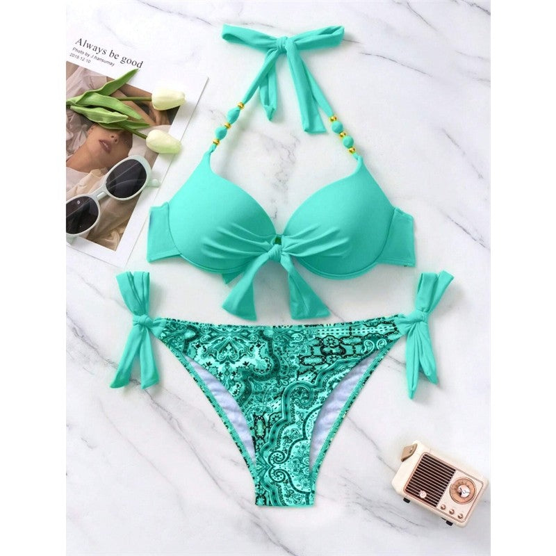 Bikini Set With Print And Tie Details