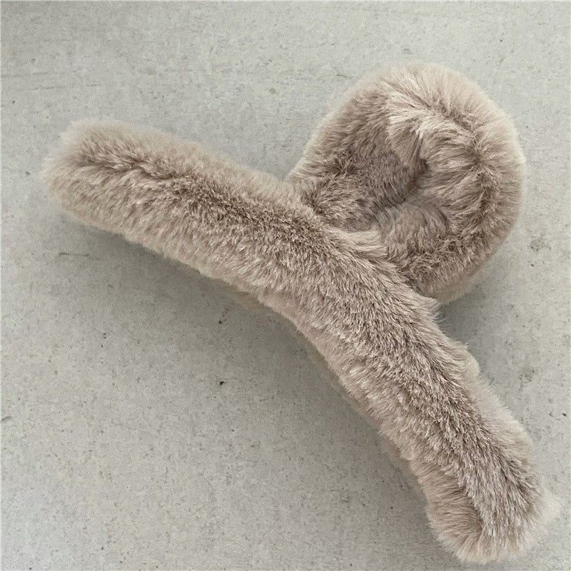 Solid Color Furry Hair Claw Clip