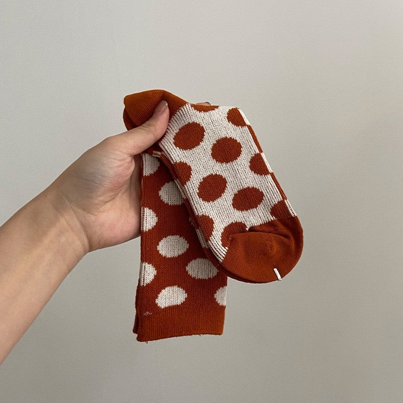 5 Pairs Mixed Color Polka Dots Long Casual Adults Socks