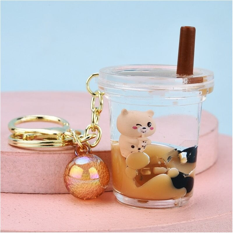 Cartoon Milk Tea Cup Keychain Pendant
