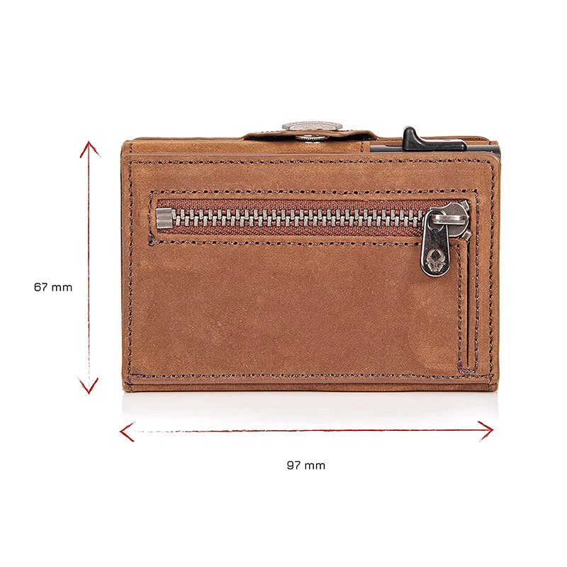 Pop-Up Leather Card Holder Wallet - Minimalist Bag Compartment For Notes