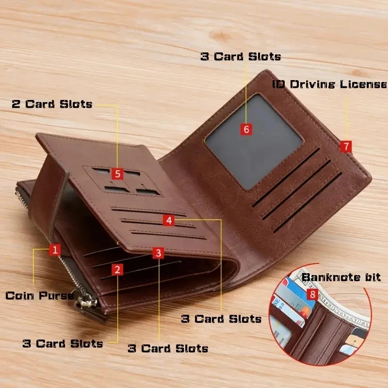 RFID Anti-theft Zipper Coin Wallet - Man Business Card Holder