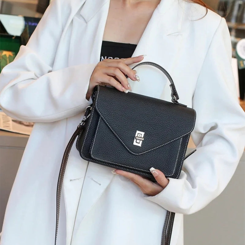 Cowhide Casual Crossbody Bag - Women Genuine Leather Handbag