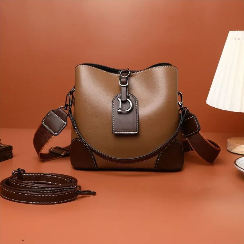 Women's Luxury Travel Bag– Retro Textured Bucket Shoulder & Crossbody Bag