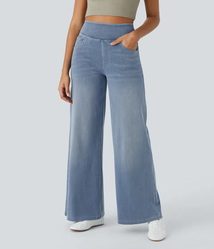 FlexiChic - Super Stretch High-Waisted Wide Leg Jeans + 50% OFF