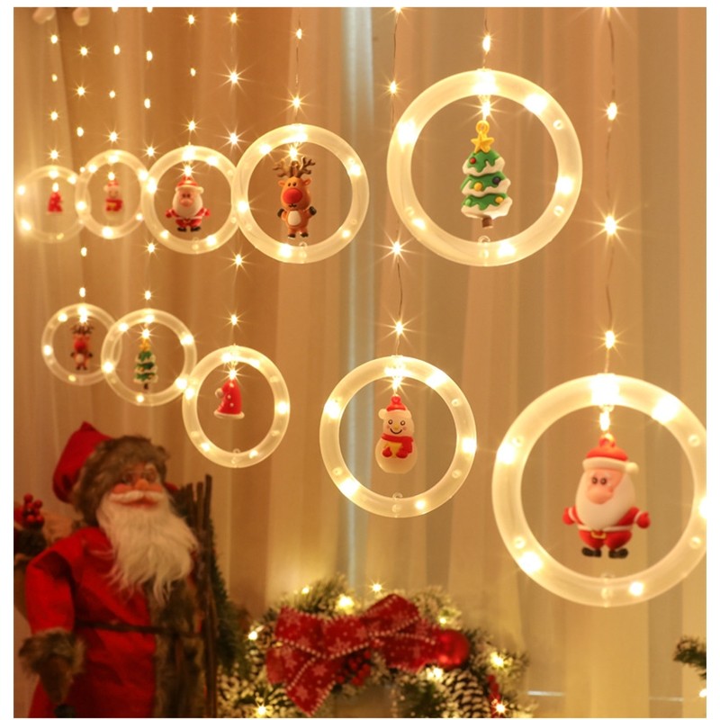Father Christmas Window Decoration USB String Lights Masks