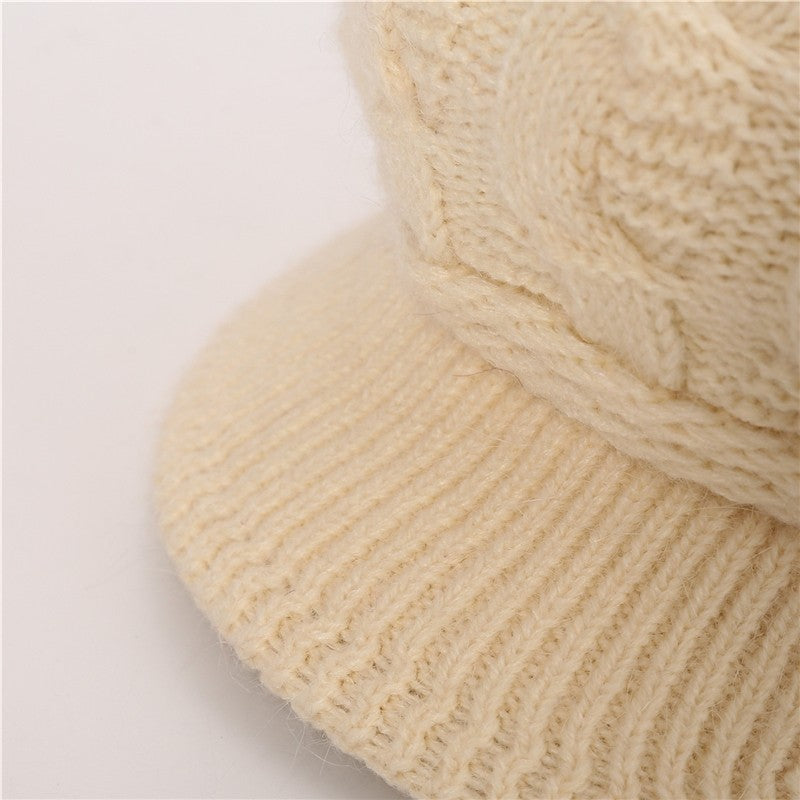 Solid Color Cable Knitted Cap