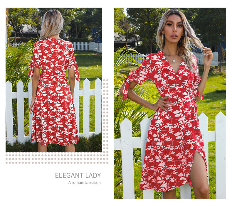 Casual Bowknot Summer Short Sleeves Dresses