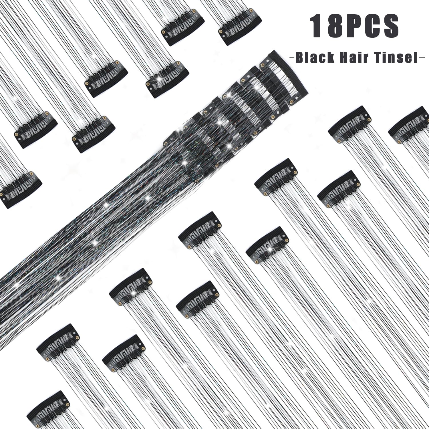 The AuraSparkle Tinsel Extensions - Clip-In Rainbow Sparkle for Instant Glamour + 50% OFF