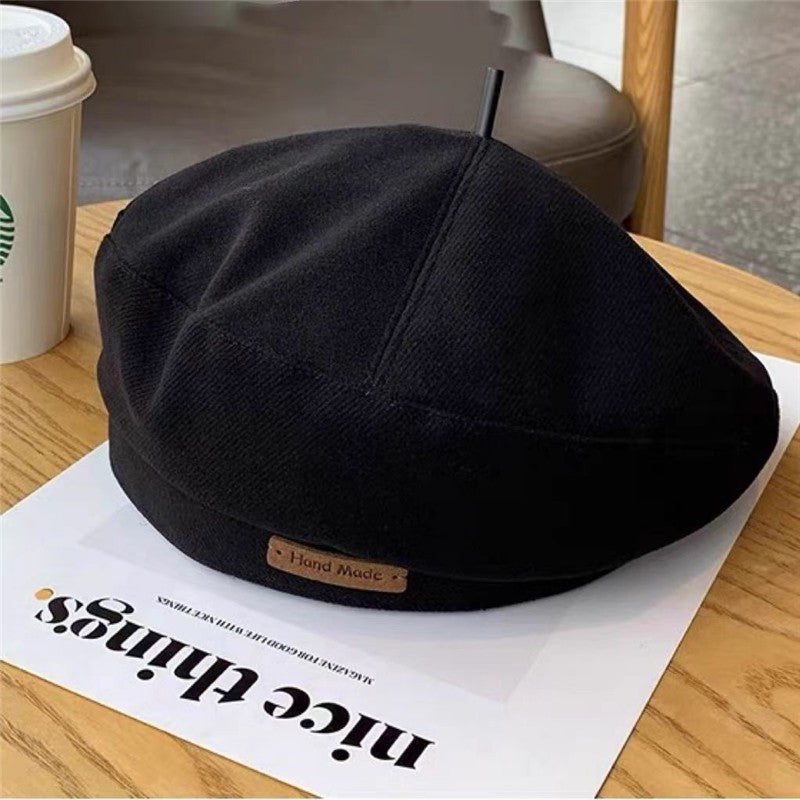 Octagonal Beret Hat Made Of Leather