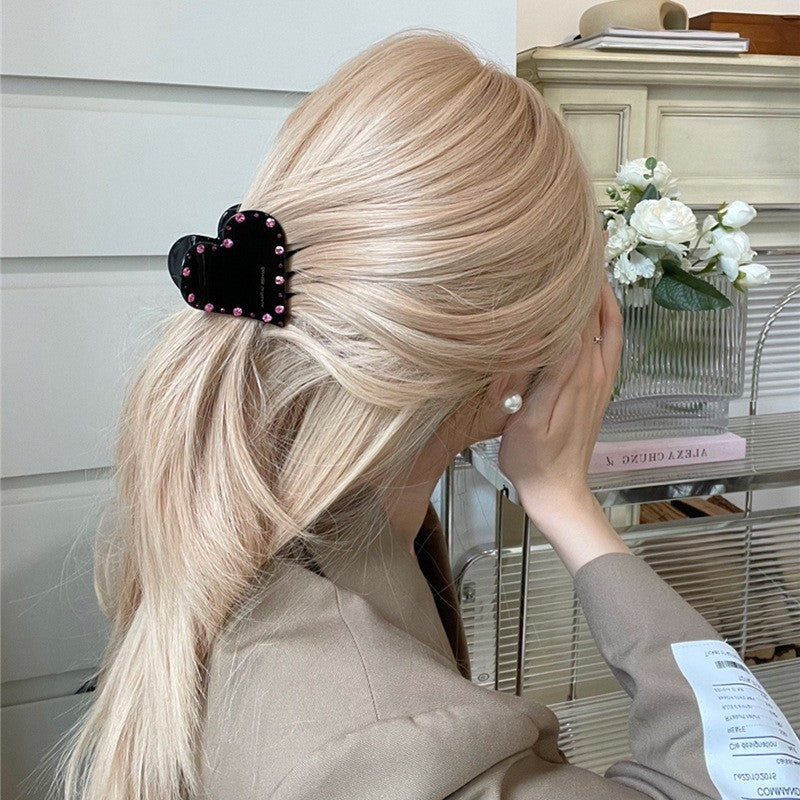 Rhinestone Heart Shaped Hair Claw Clip