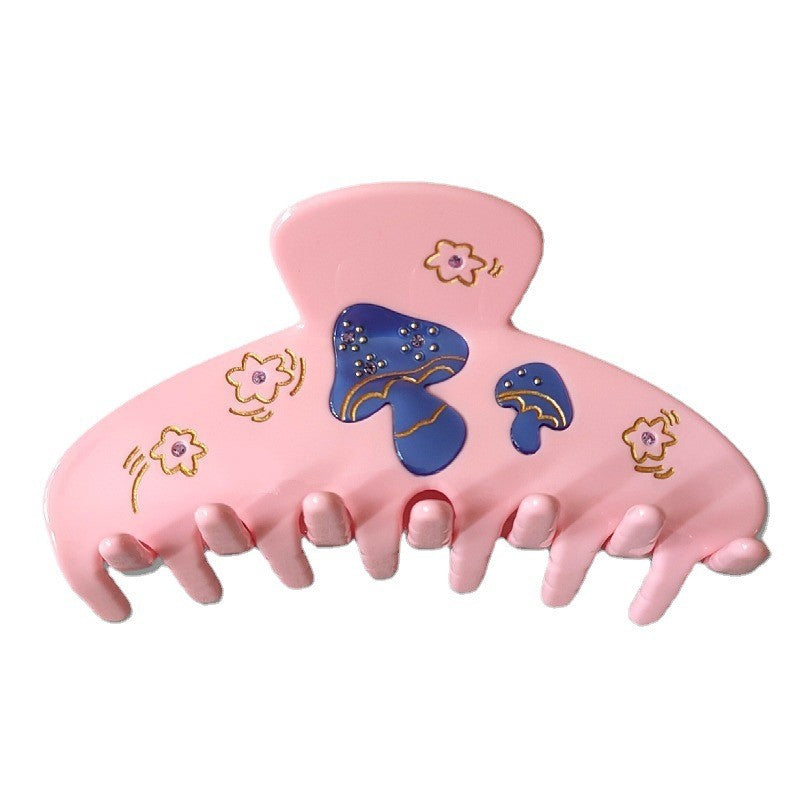 Pink Rhinestone Mushroom Claw Clip