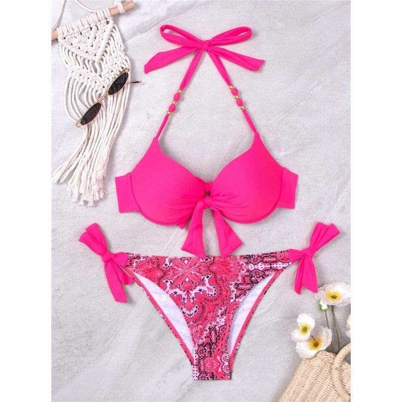 Bikini Set With Print And Tie Details