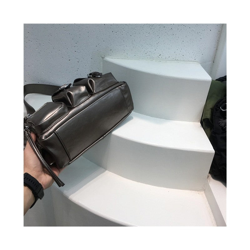 Multi Pocket Studded PU Underarm Motorcycle Bag