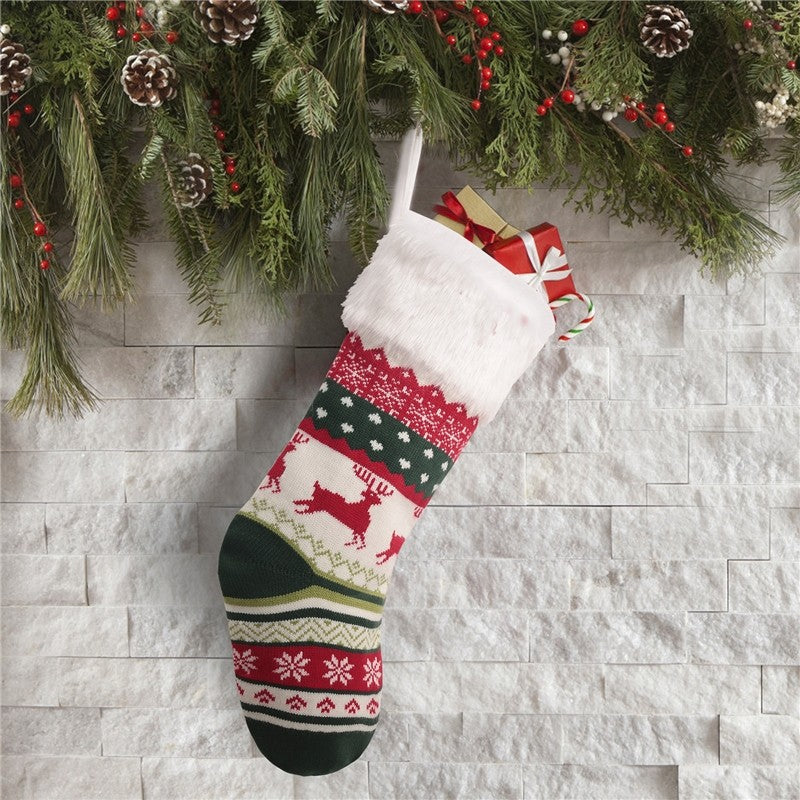 Colorful Knitted Sock Candy Gift Bag Christmas Decoration