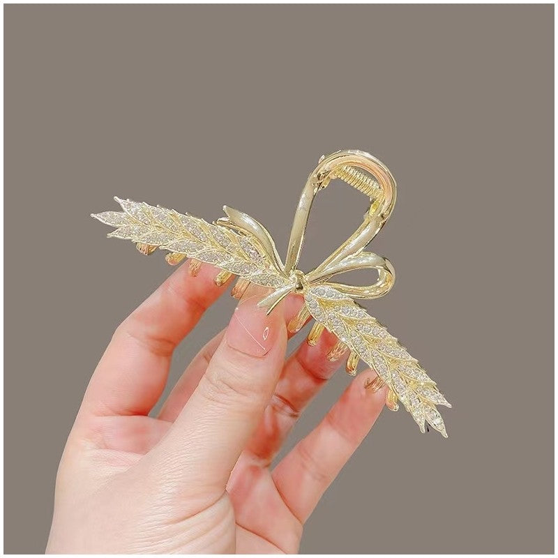 Wheat Ear Shape Alloy Solid Color Claw Clip