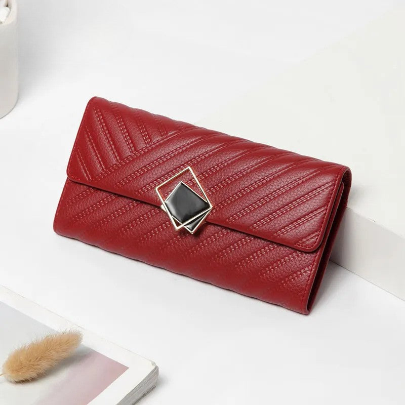 Large Capacity Leather Women's Wallet - Long Hand-Held Phone Holder