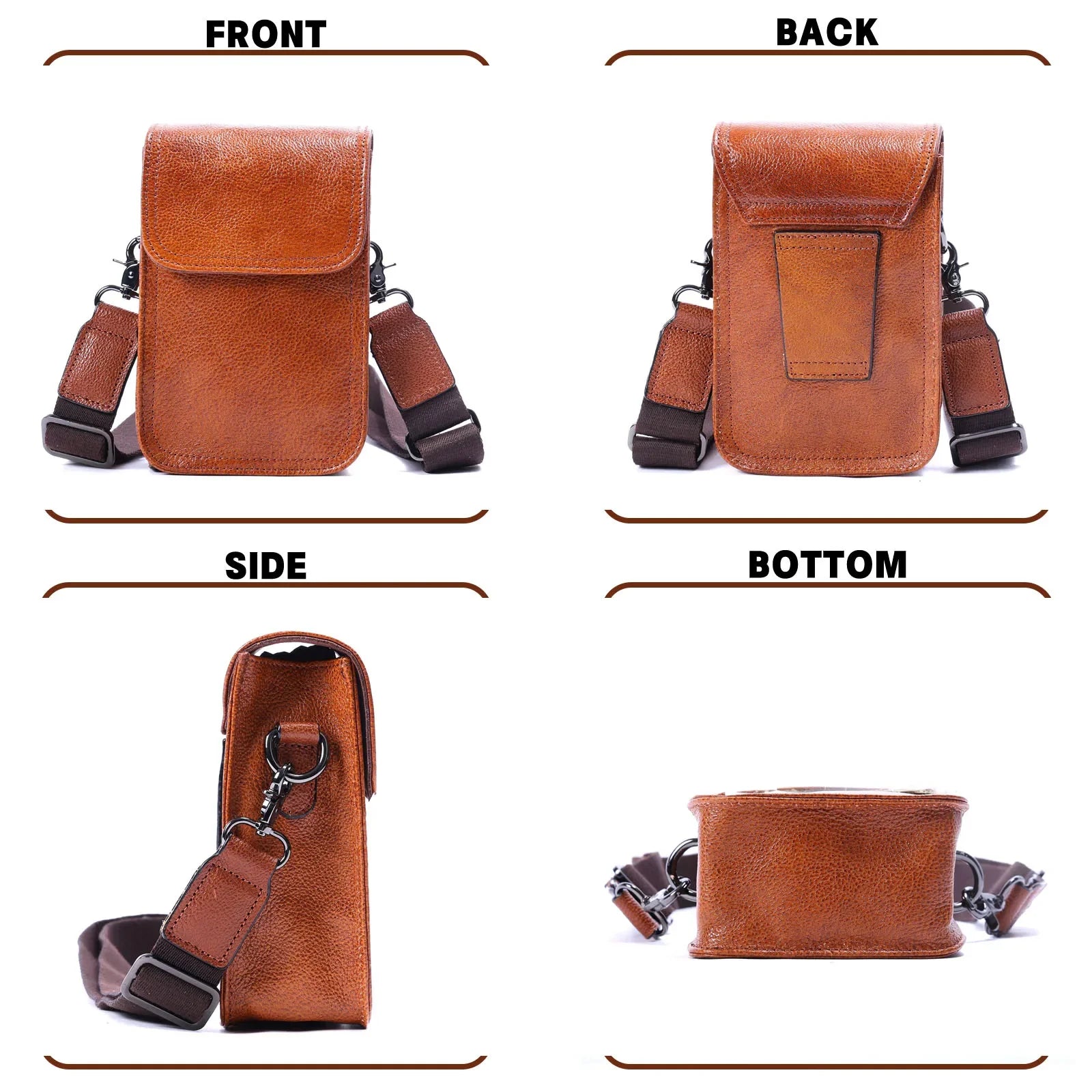 Genuine Leather Men's Shoulder Bag – Vintage Style Crossbody Phone Pouch