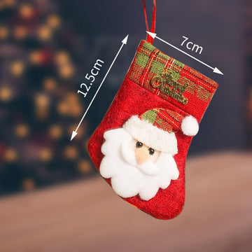 Mini Letters Cute Cartoon Patchwork Christmas Socks Gift Bag