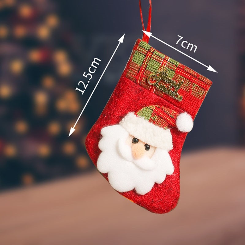 Mini Letters Cute Cartoon Patchwork Christmas Socks Gift Bag