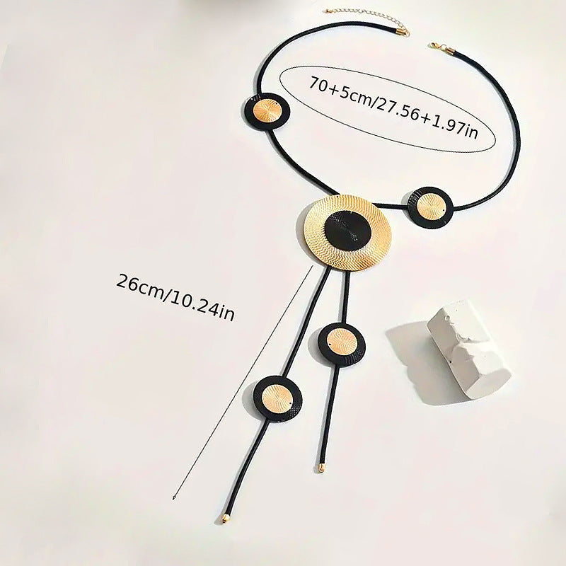 Metal Round Sunflower Decoration Y-Shaped Necklace Exaggerated Style Luxury Retro Body Chain Personality