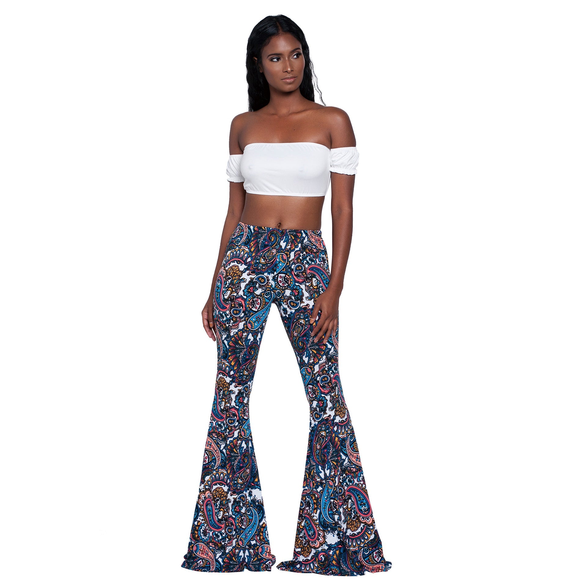 Women's Flared Pants with Fashionable Printed Pattern