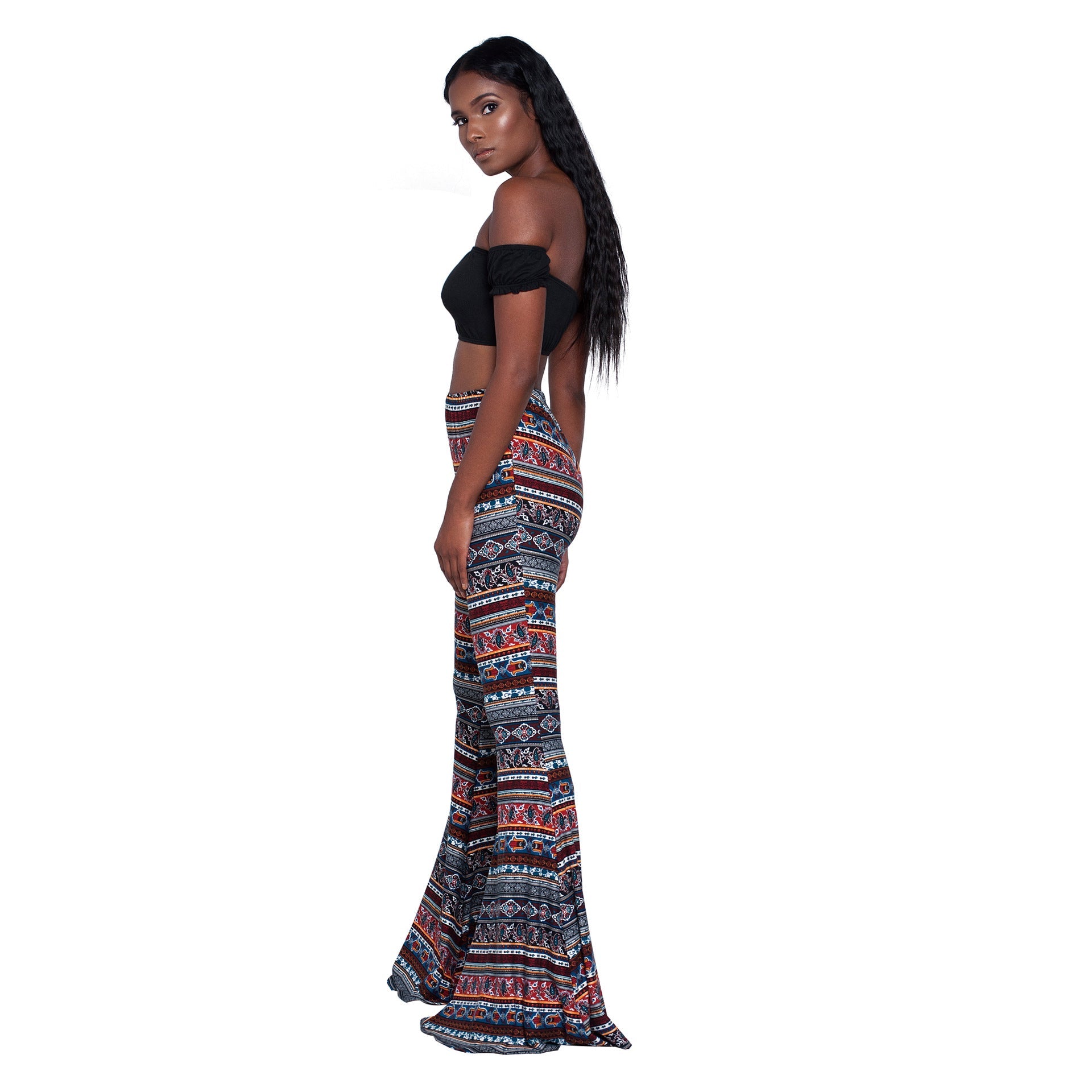 Women's Flared Pants with Fashionable Printed Pattern