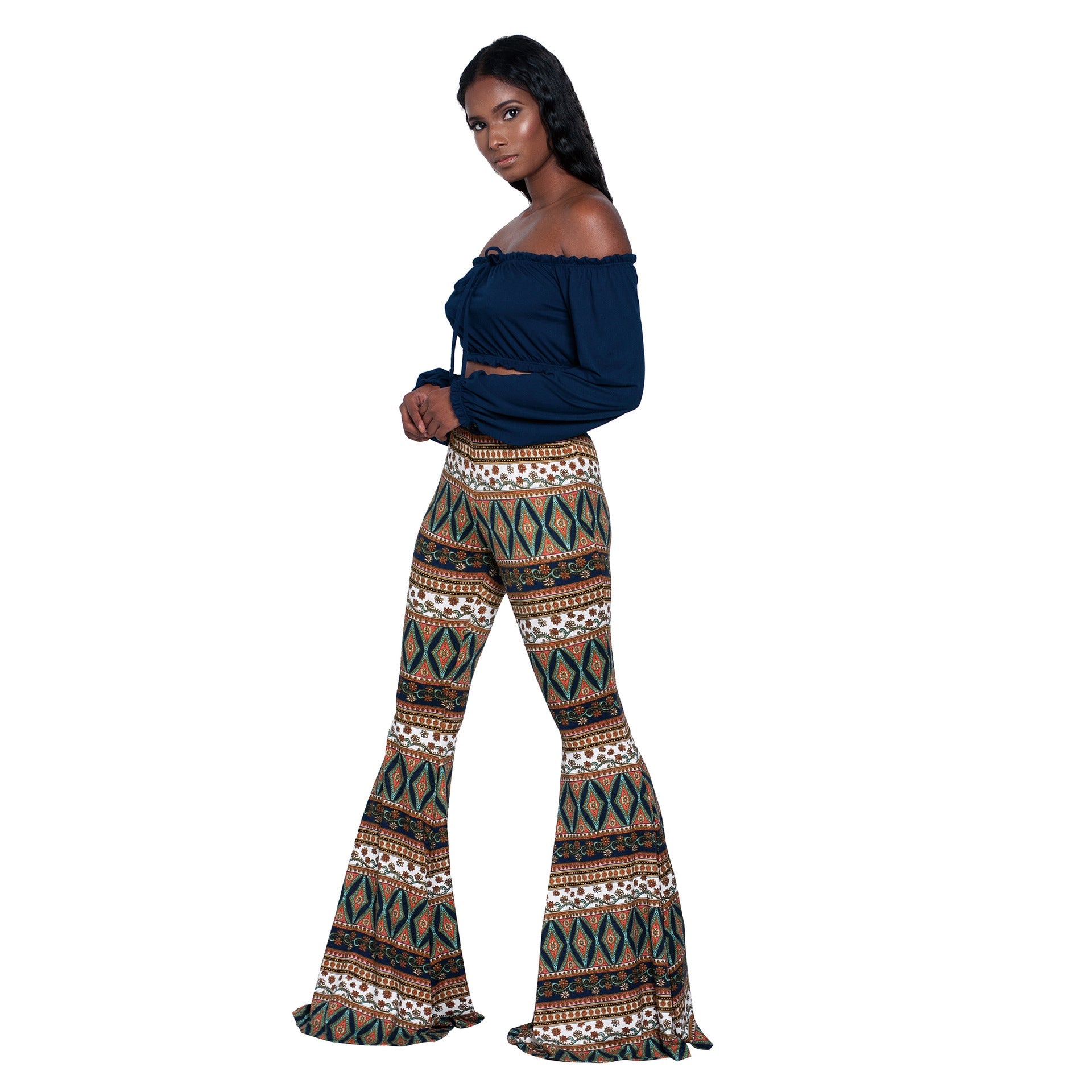 Women's Flared Pants with Fashionable Printed Pattern