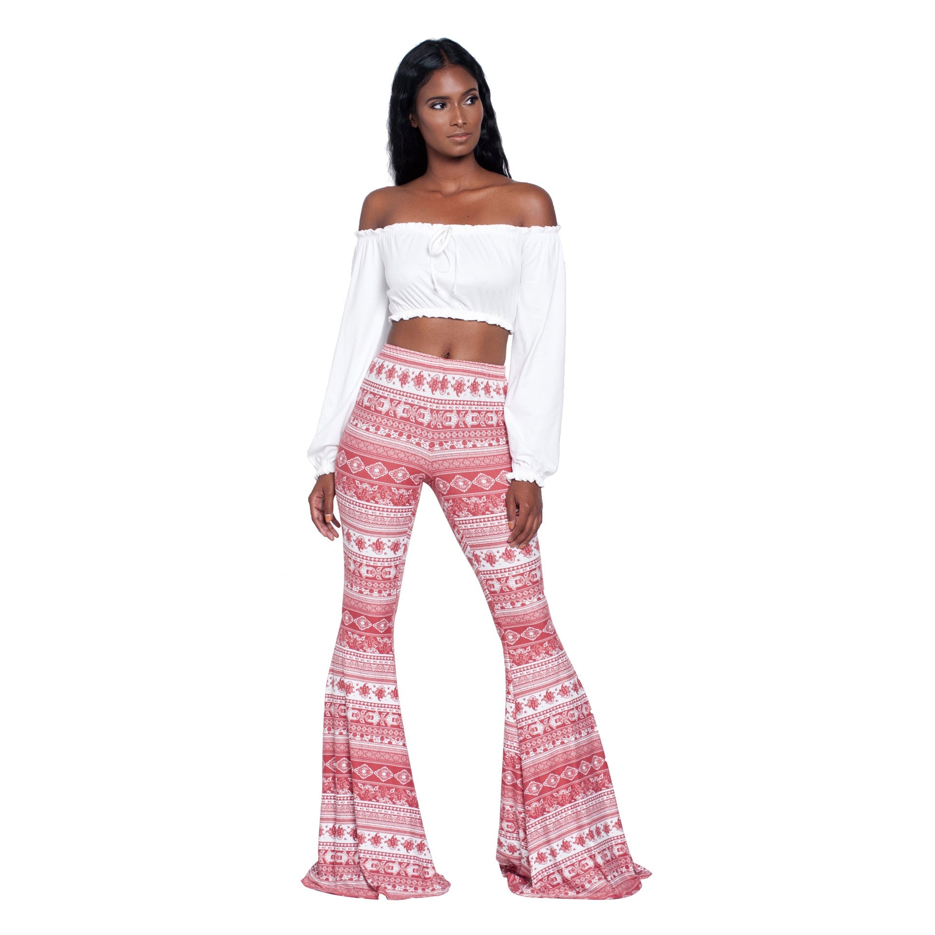 Women's Flared Pants with Fashionable Printed Pattern