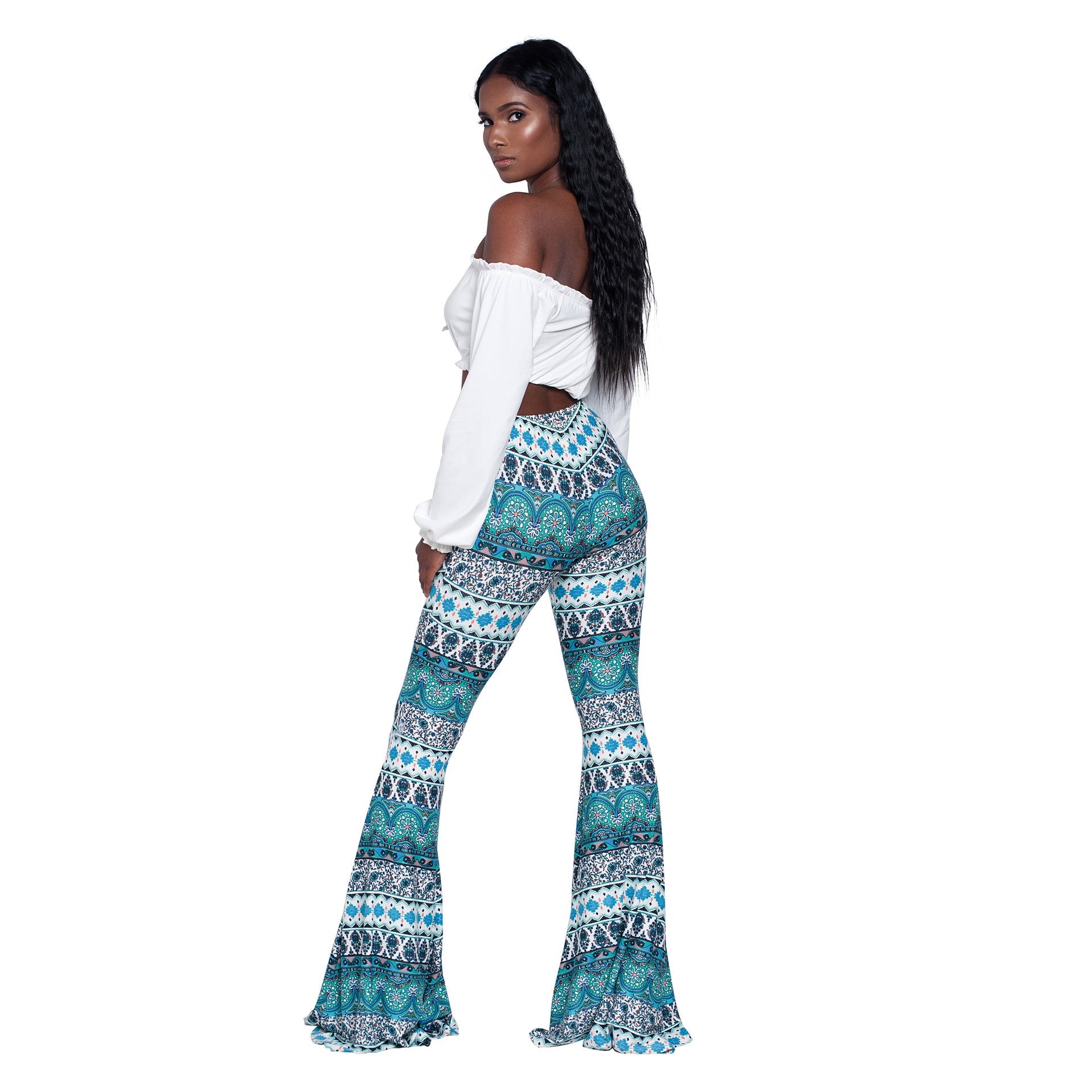 Women's Flared Pants with Fashionable Printed Pattern
