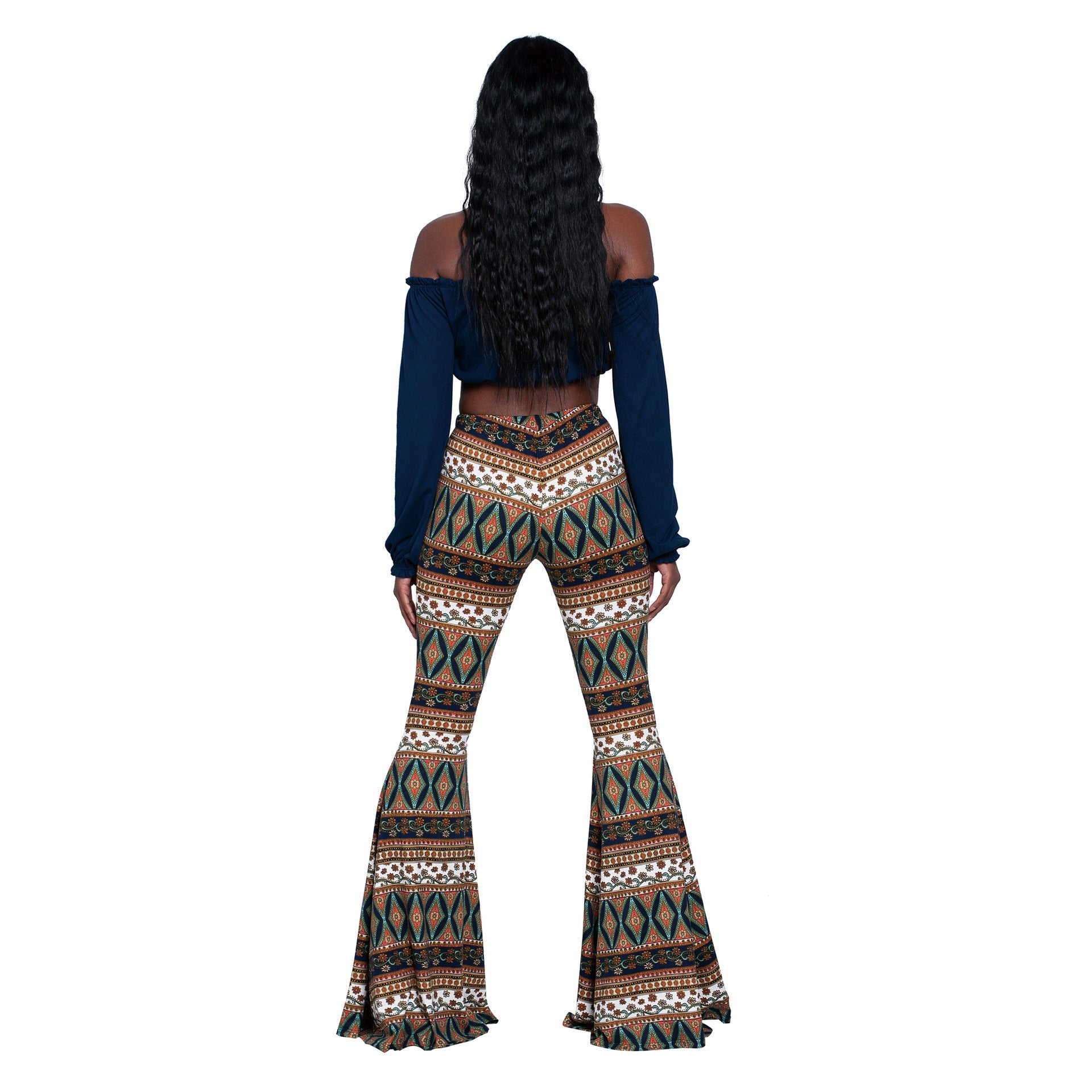 Women's Flared Pants with Fashionable Printed Pattern