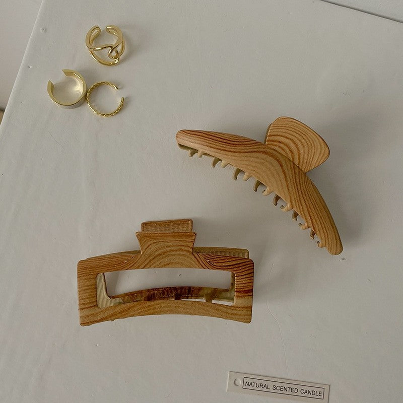 Metal Wood Grain Hair Claw Clip