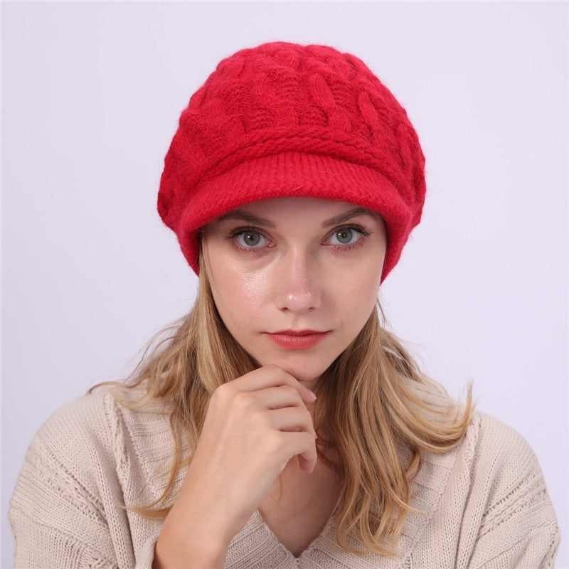 Solid Color Cable Knitted Cap