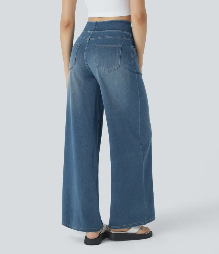 FlexiChic - Super Stretch High-Waisted Wide Leg Jeans + 50% OFF