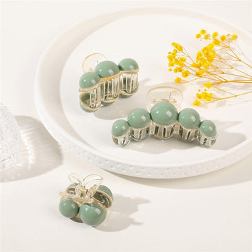 Minimalist Green Pearl Shark Claw Clip