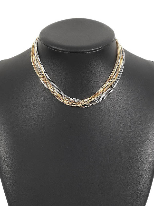 Chains Geometric Layered Necklaces Accessories