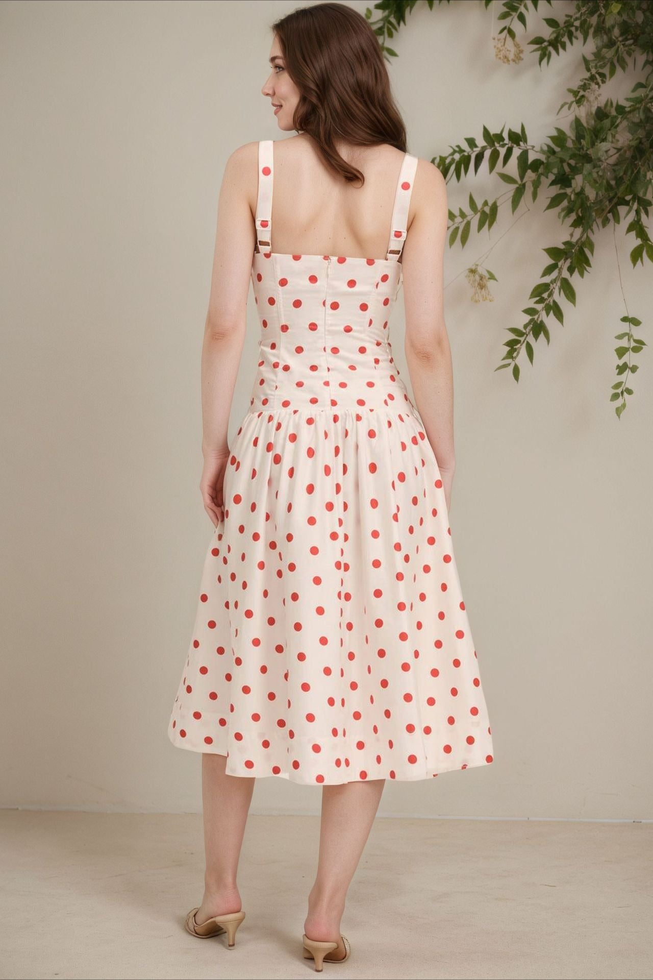 Trendy Polka Dot Cami Bodycon Maxi Dress