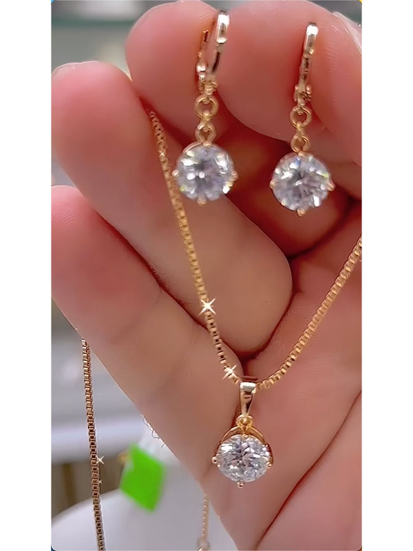 Heart Shape Drop Earrings + Necklaces Accessories