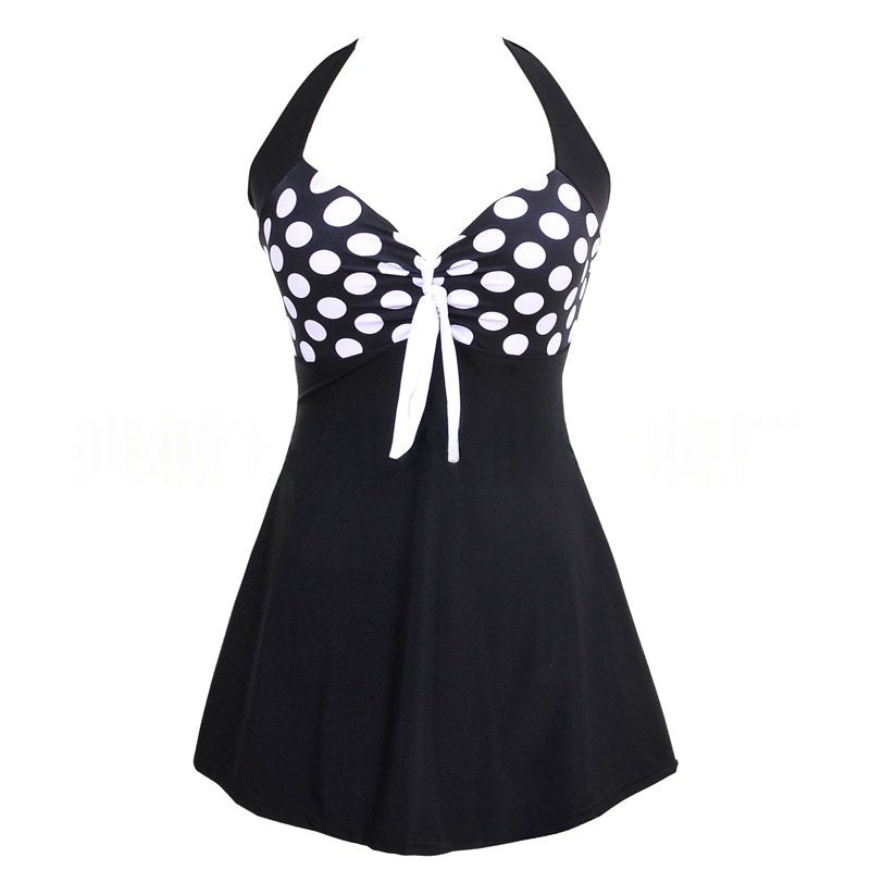 Women's Plus Size Tankini Swimsuit Striped Halter Neck