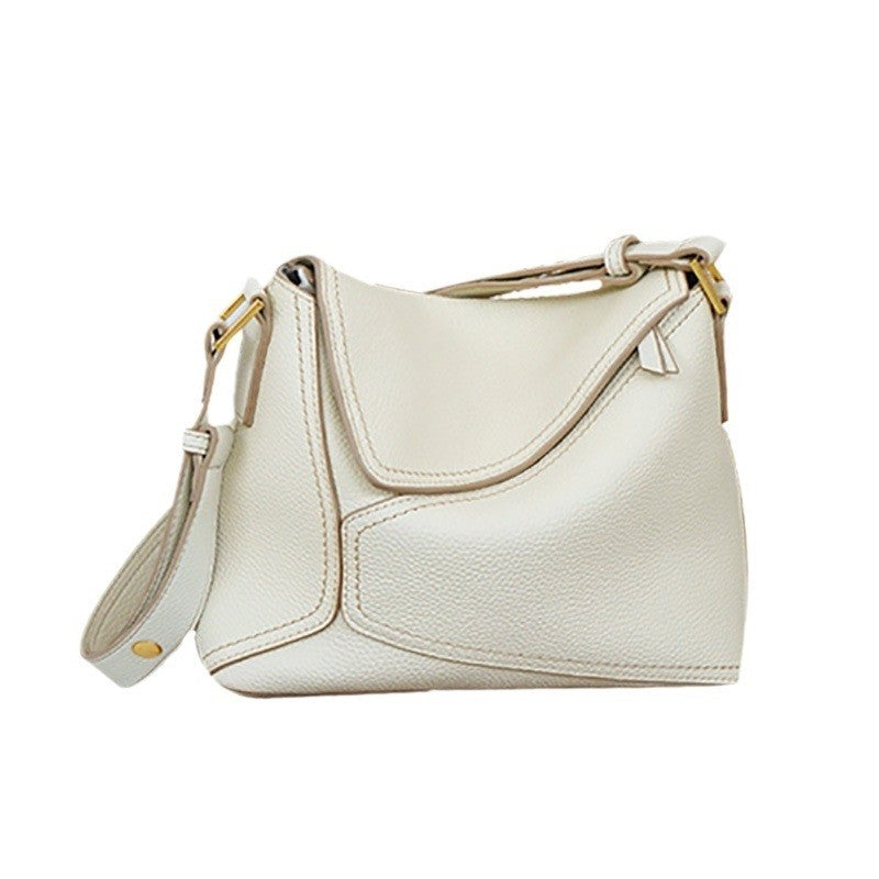 Genuine Leather Geometric Shoulder Bag