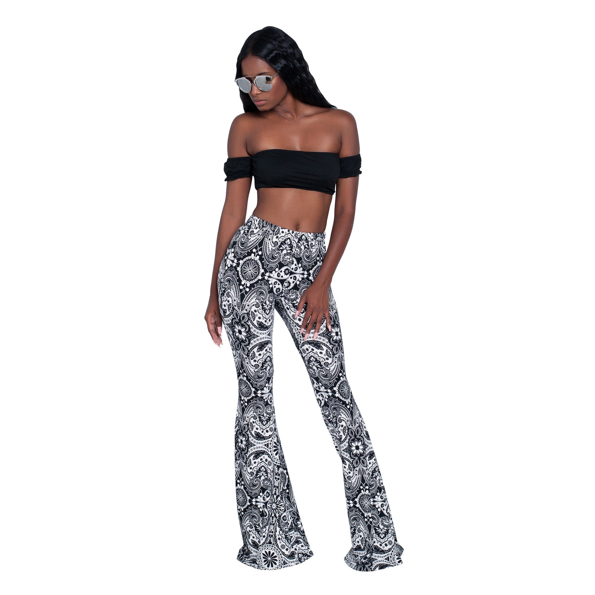 Women's Flared Pants with Fashionable Printed Pattern