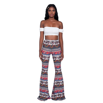 Women's Flared Pants with Fashionable Printed Pattern