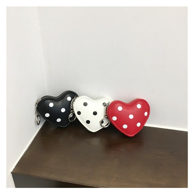 Cute Polka Dot Heart Coin Purse