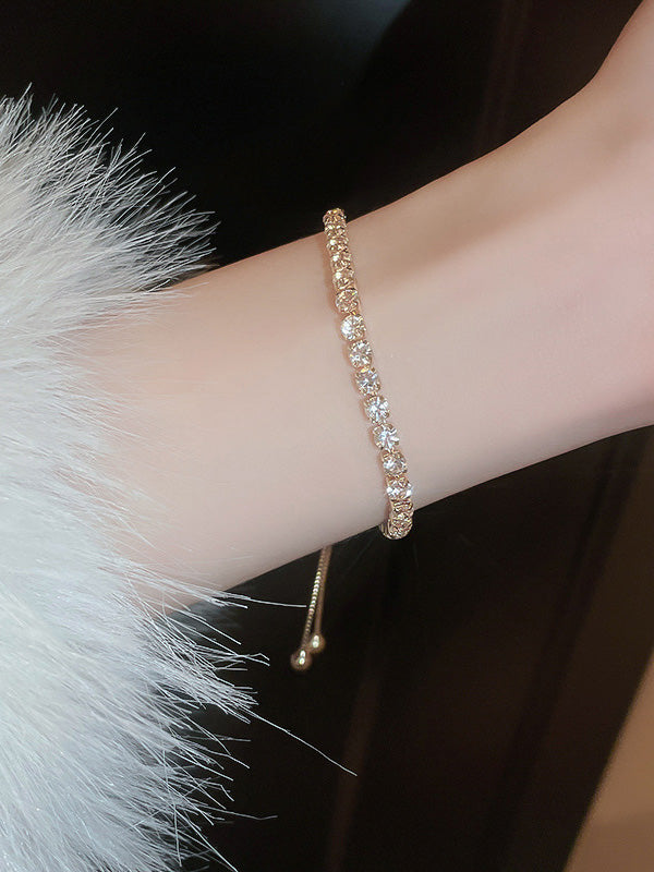 Adjustable Geometric Rhine Stones Shiny Bracelet Accessories